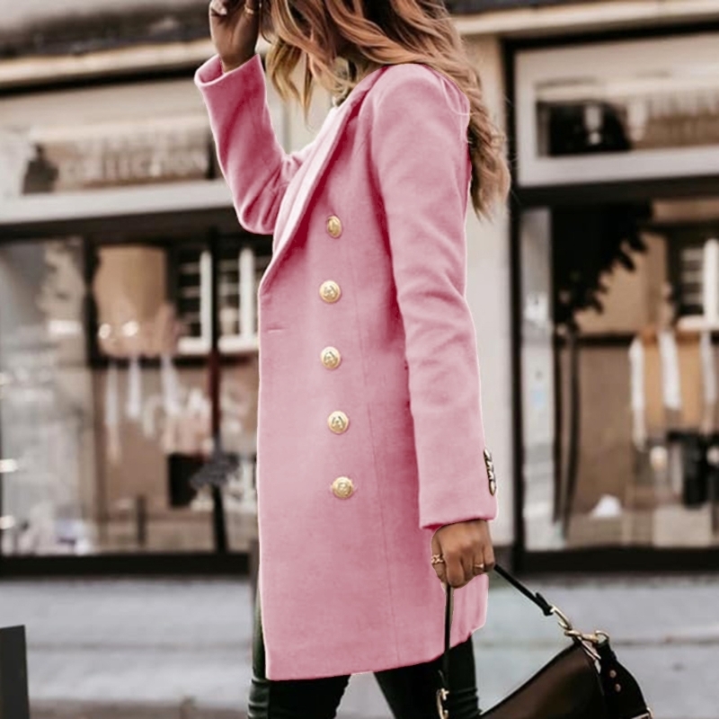 Wool Coat Peacoat - Mantel Musim Gugur Musim Dingin Wanita