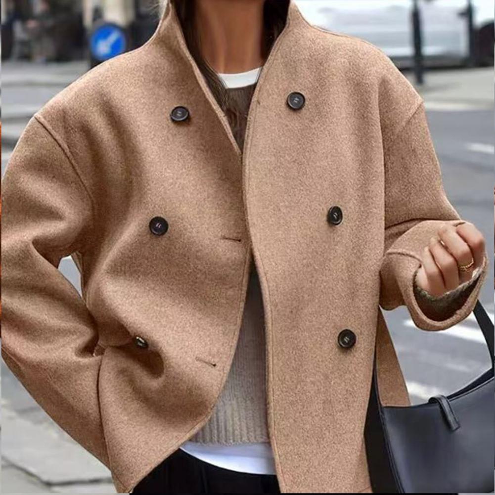 Wool Coat Peacoat - Overcoat Wanita, Mantel Wol Pendek Musim