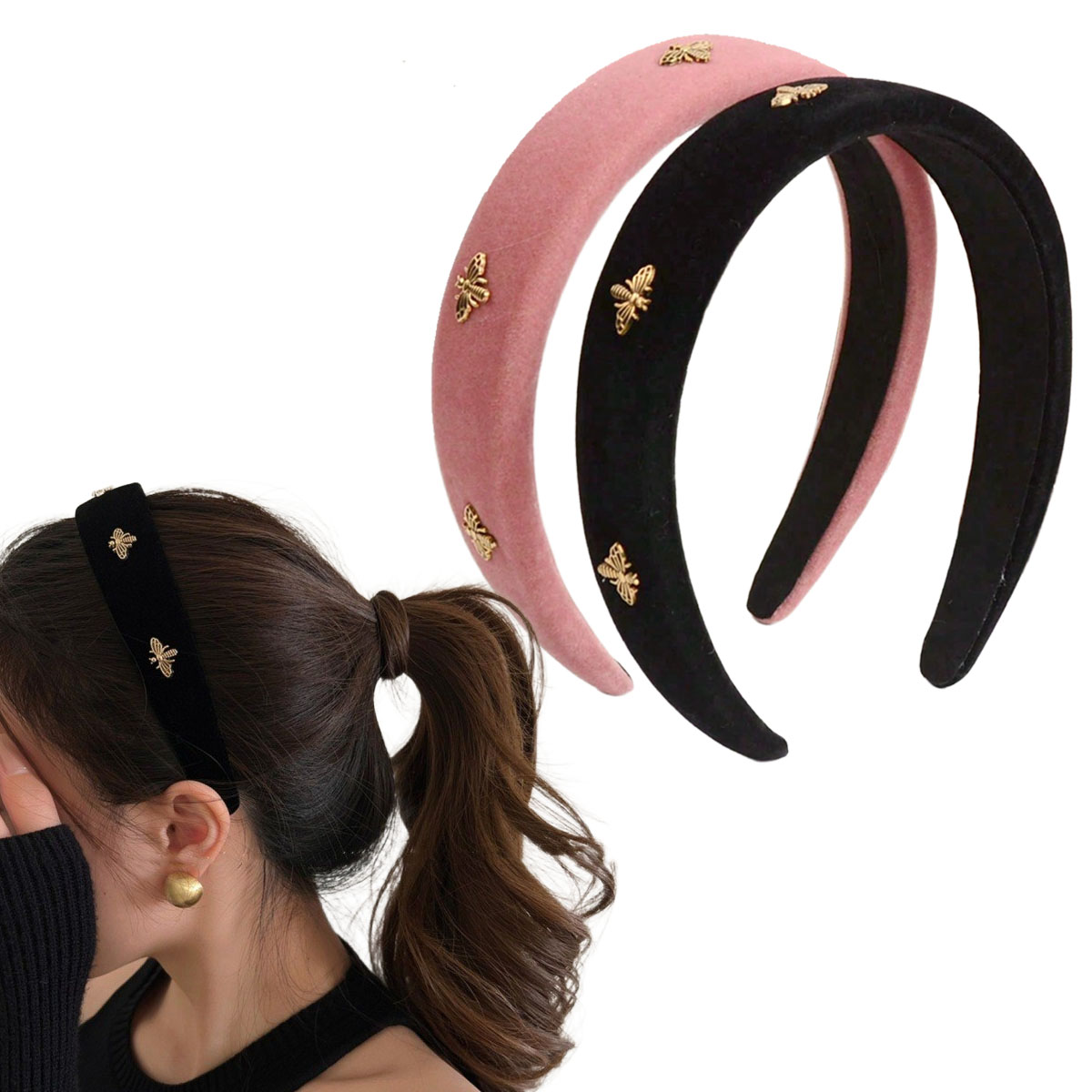 Winter Headband Fleece - Ikat Kepala Beludru Hitam Little Bee